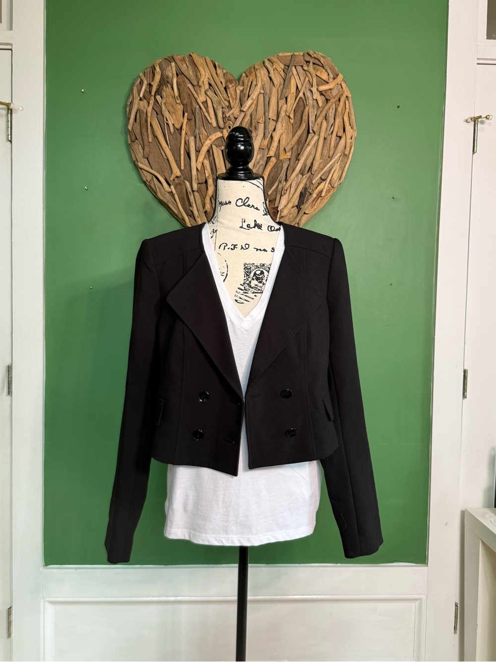 White House Black Market Black Cropped Double-Breasted Blazer